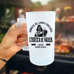 SM - Shopero “Cerveza de Vader” – Vidrio Empavonado 15 cm - Regalo Geek para Asado o Bar
