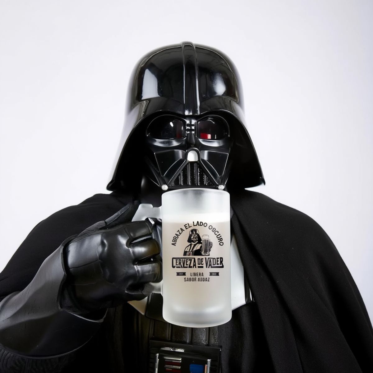 SM - Shopero “Cerveza de Vader” – Vidrio Empavonado 15 cm - Regalo Geek para Asado o Bar