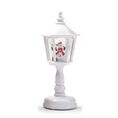 GENERICO - Farol Navideño de Mesa con Efecto Nieve y Luces 21 cm Blanco