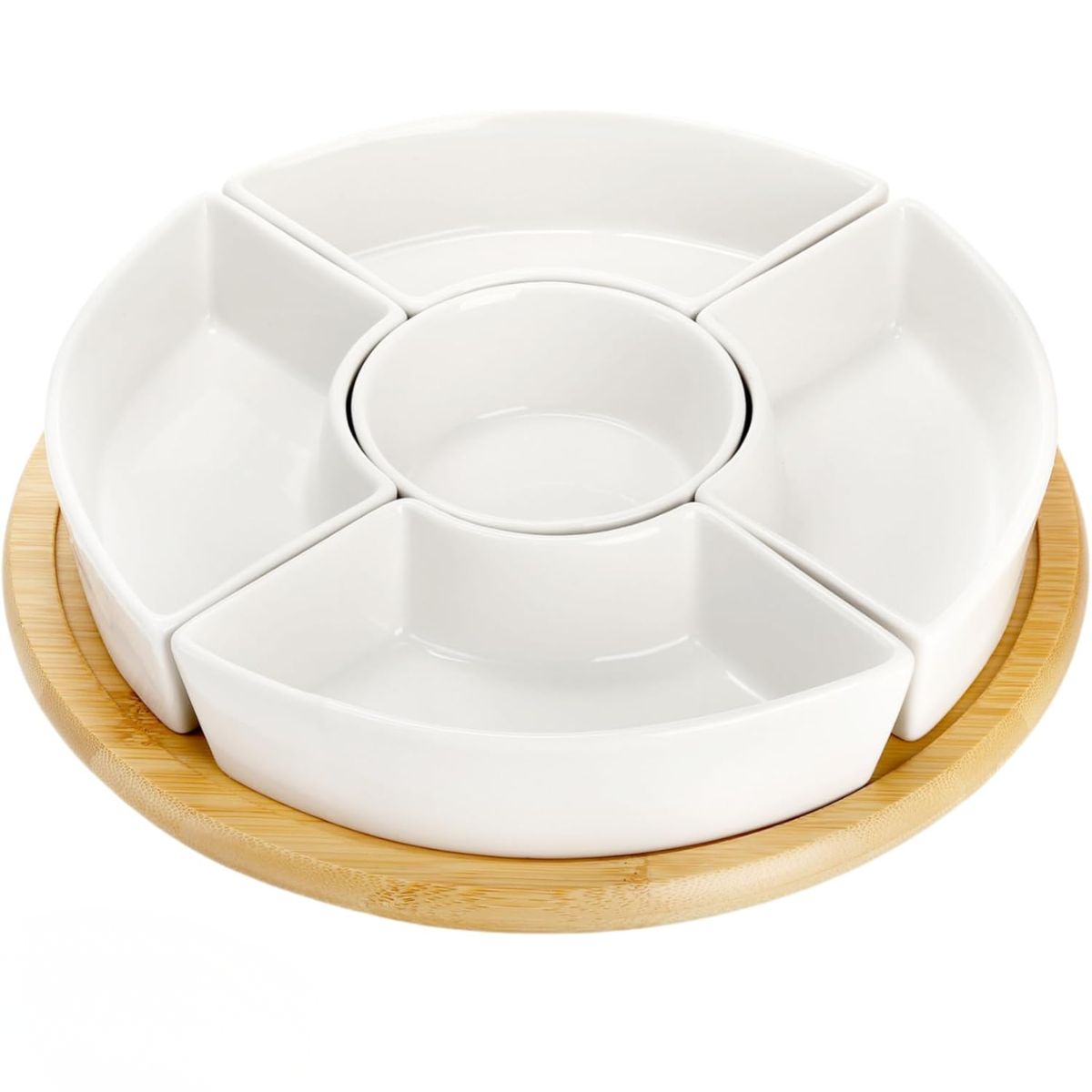 Set Picoteo Tabla + 5 Pocillos Blancos Multiuso Para Servir, marca GENERICO - Foto Principal