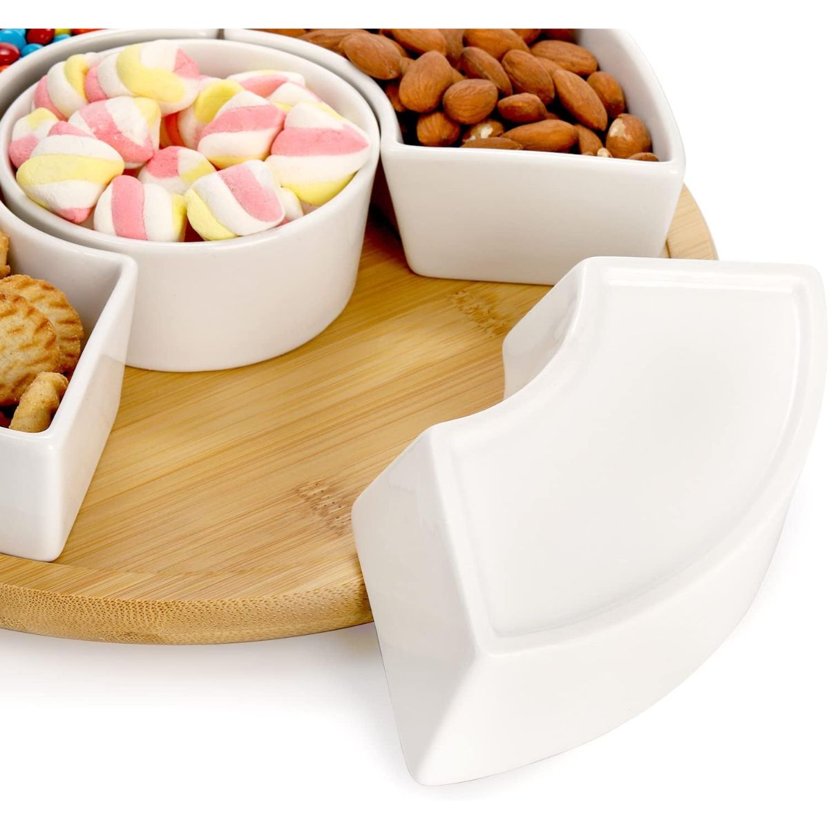 Set Picoteo Tabla + 5 Pocillos Blancos Multiuso Para Servir, marca GENERICO - Foto 2