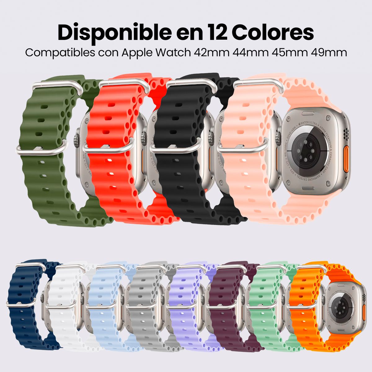 KBOD - Correa de Silicona Sport Para Apple Watch Kbod De 42 A 49mm Celeste