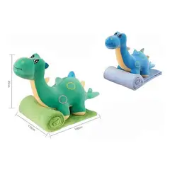 DIANA - PELUCHE 3 EN 1 CON DISEÑO DE DINOSAURIO AZUL 45CM INCLUYE MANTA UNICOLOR DE 1 PLAZA