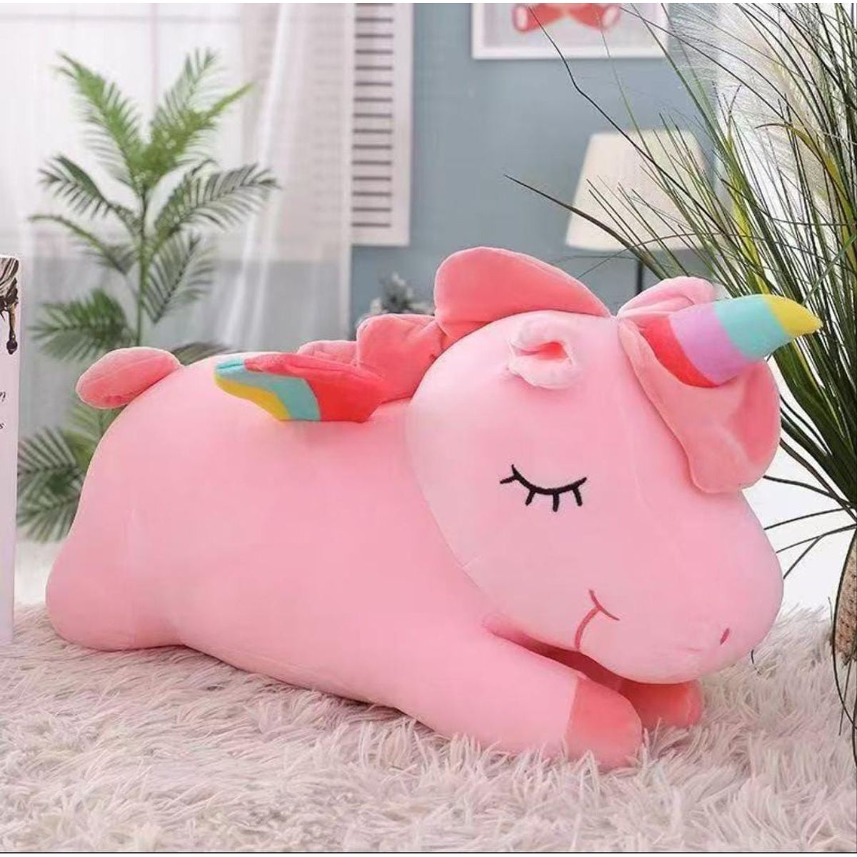 DIANA - PELUCHE 3 EN 1 CON DISEÑO DE UNICORNIO ROSA 45CM INCLUYE MANTA UNICOLOR DE 1 PLAZA