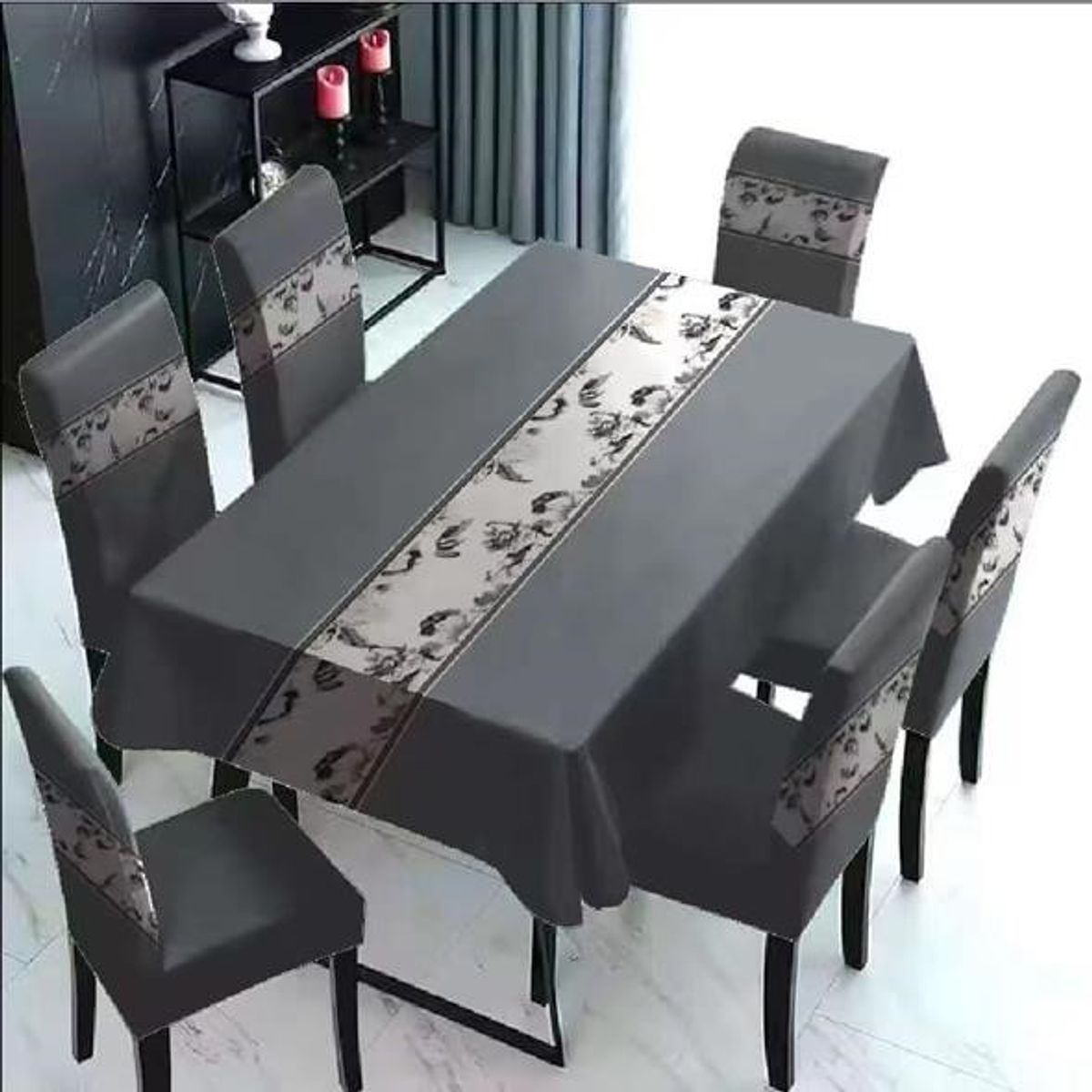 GENERICO - SET DE MANTEL CON 6 FUNDAS DE SILLAS