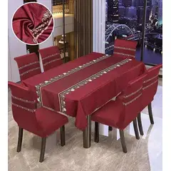 GENERICO - SET DE MANTEL CON 6 FUNDAS DE SILLAS