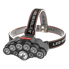 GENERICO - Linterna Minero Cabeza Recargable 8 Leds Potente 2 Baterias Color de la linterna Negro Color de la luz Blanco