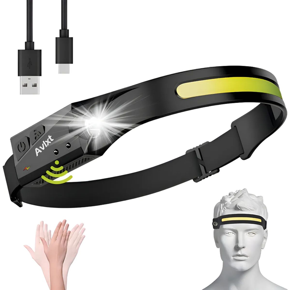 GENERICO - Linterna Frontal Led Brillante Luz Camping Lampara De Cabeza Luz Blanco