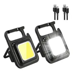 GENERICO - Pack 2 Linternas Llavero Led Cob Gancho Iman Recargable