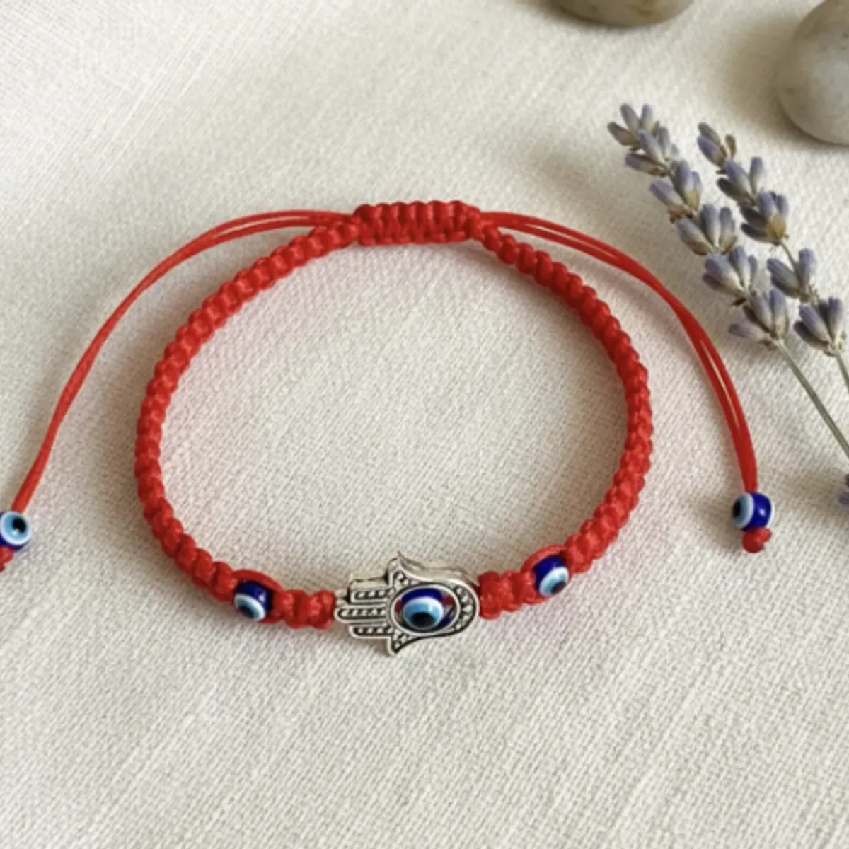 GENERICO - Pulsera Roja Ojo Turco Mano De Fátima Protección Y Suerte