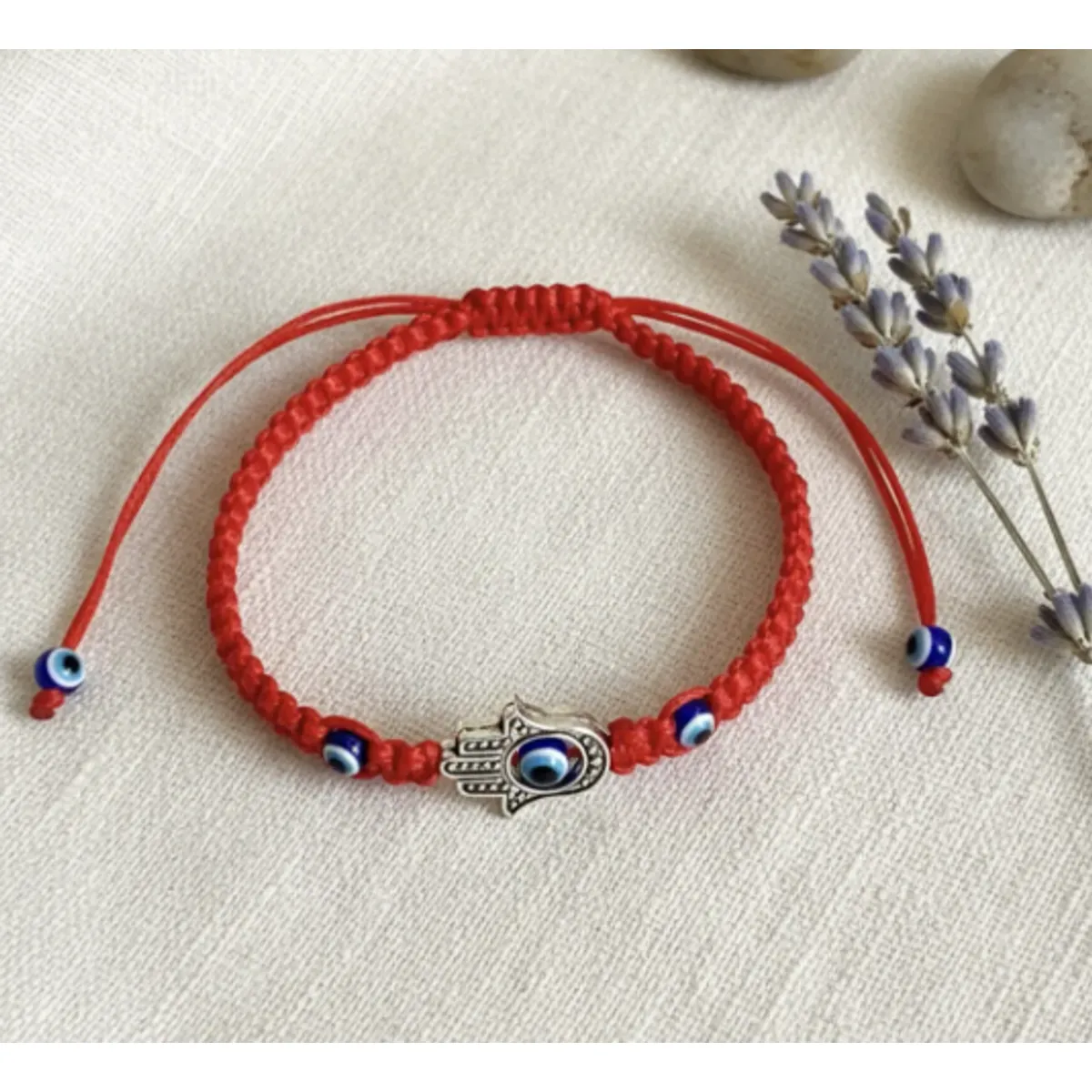 GENERICO - Pulsera Roja Ojo Turco Mano De Fátima Protección Y Suerte