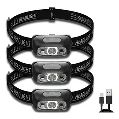 GENERICO - Pack X3 Linterna Frontal Recargable Foco Cabeza Linterna
