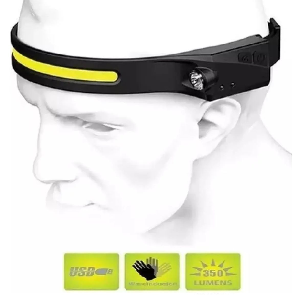 GENERICO - Pack 4 Linterna Cabeza Recargable Head Lamp Linterna Minero Blanco