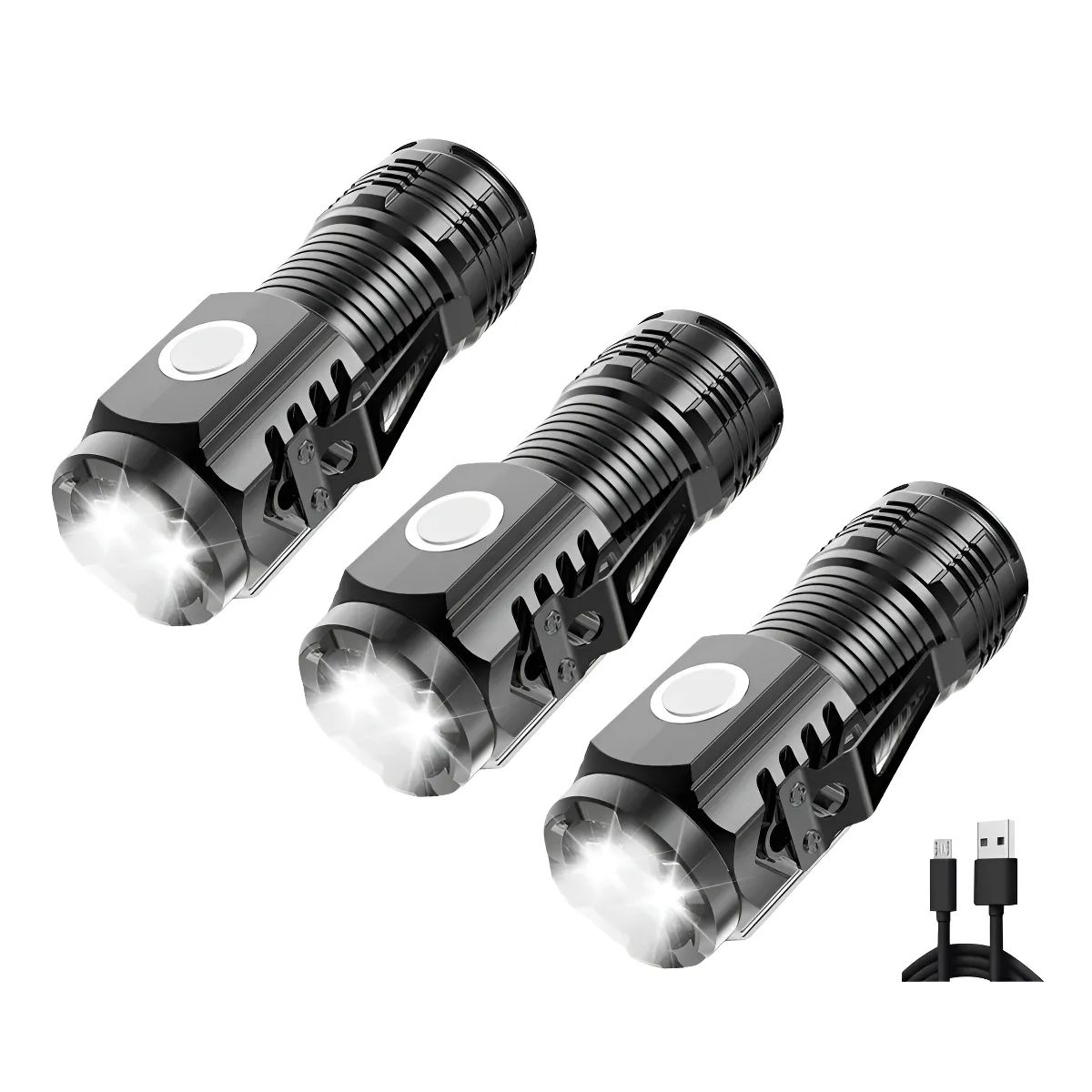 Pack X3 Linterna Tactica Linterna Recargable Linterna Mini, marca GENERICO - Foto 2