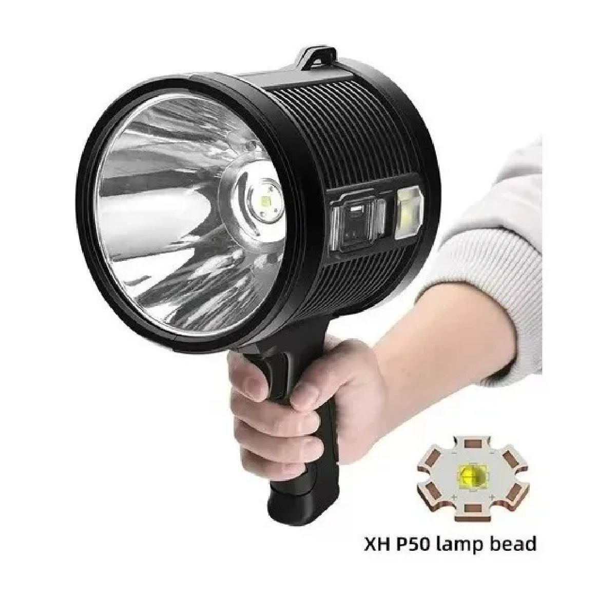 GENERICO - Súper Potente Linterna Led De Mano Carga Solar Blanco Negro