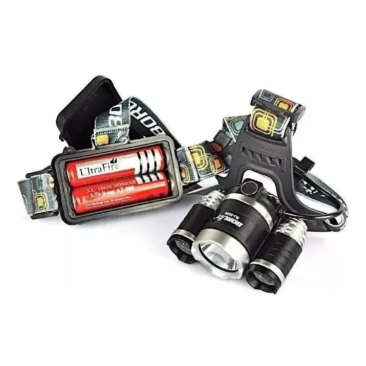 GENERICO - Linterna Led Minero Frontal 5000 Lumenes Bordó Negro