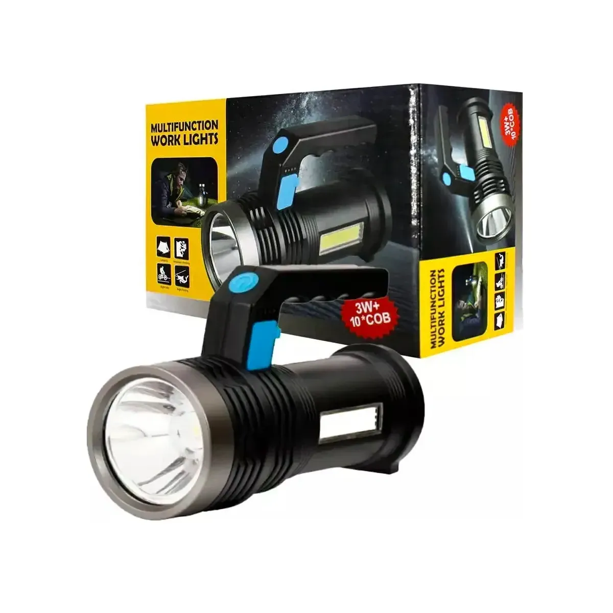GENERICO - Linterna Tactica Led Multifunción Recargable Blanco
