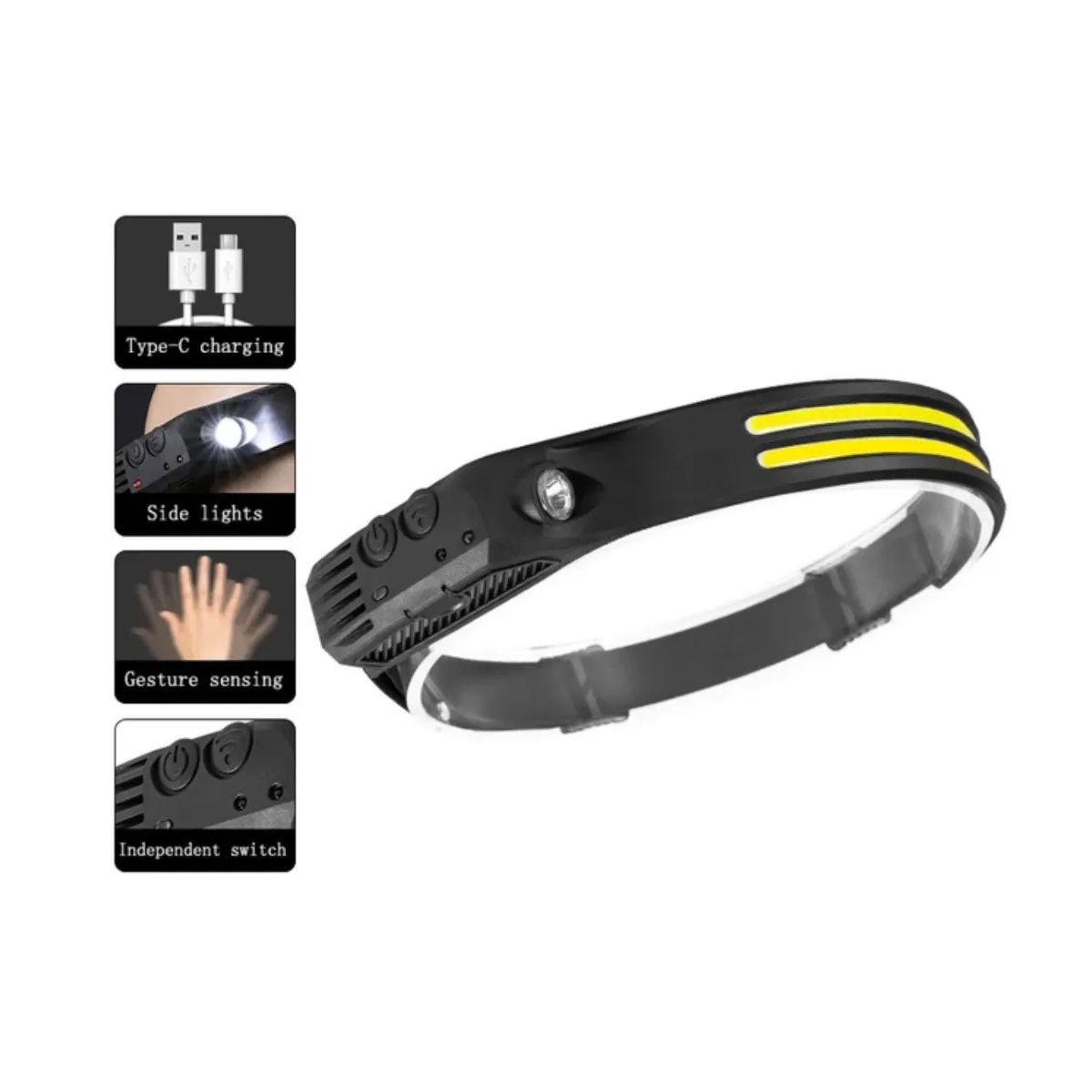 GENERICO - Linterna Frontal 2en1 Para Casco D Minero Con Sensor Luz Led