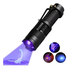 GENERICO - Linterna Uv Ultravioleta Led Con Zoom Usa Pilla Aa Metal Negro Violeta