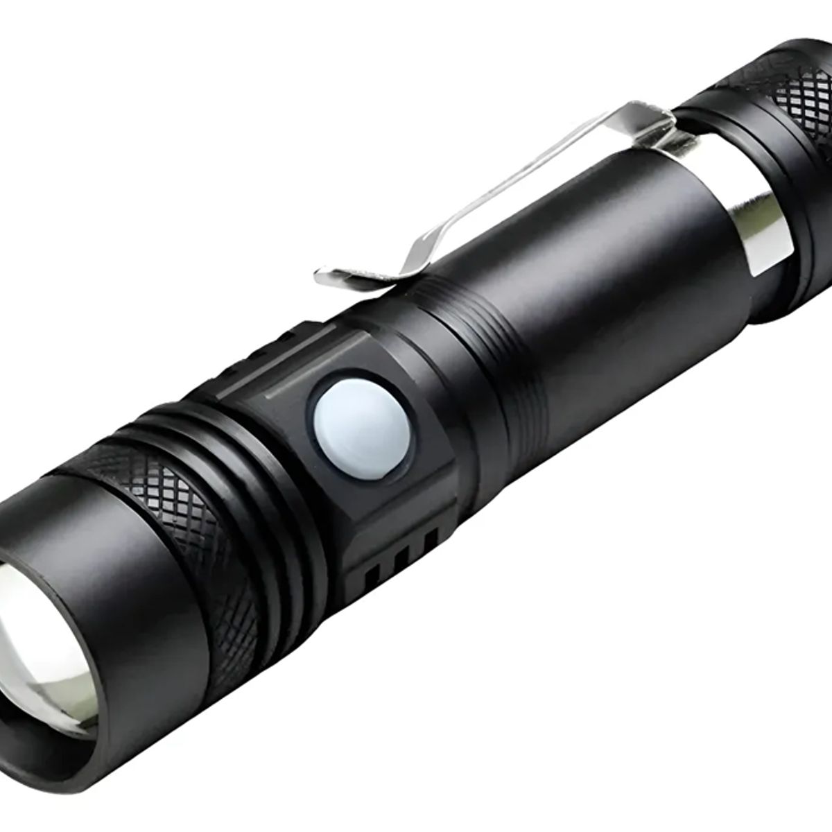 GENERICO - Linterna Led 3000 Lumens Recargable Con Zoom Resiste Lluvia Blanco Negro