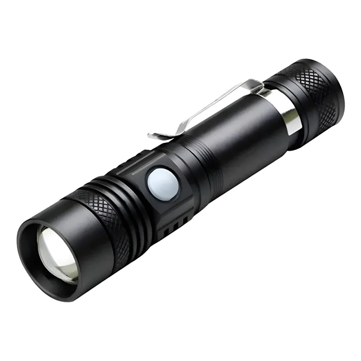 GENERICO - Linterna Led 3000 Lumens Recargable Con Zoom Resiste Lluvia Blanco Negro