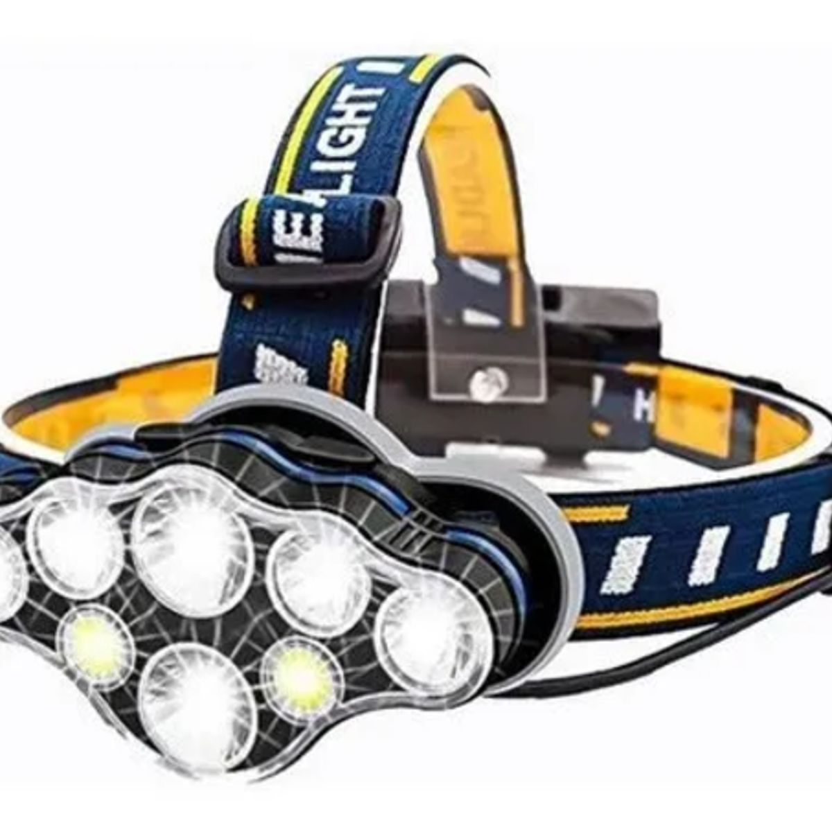 GENERICO - Linterna Minero Cabeza Recargable 8 Leds Potente 2 Baterias Blanco Negro