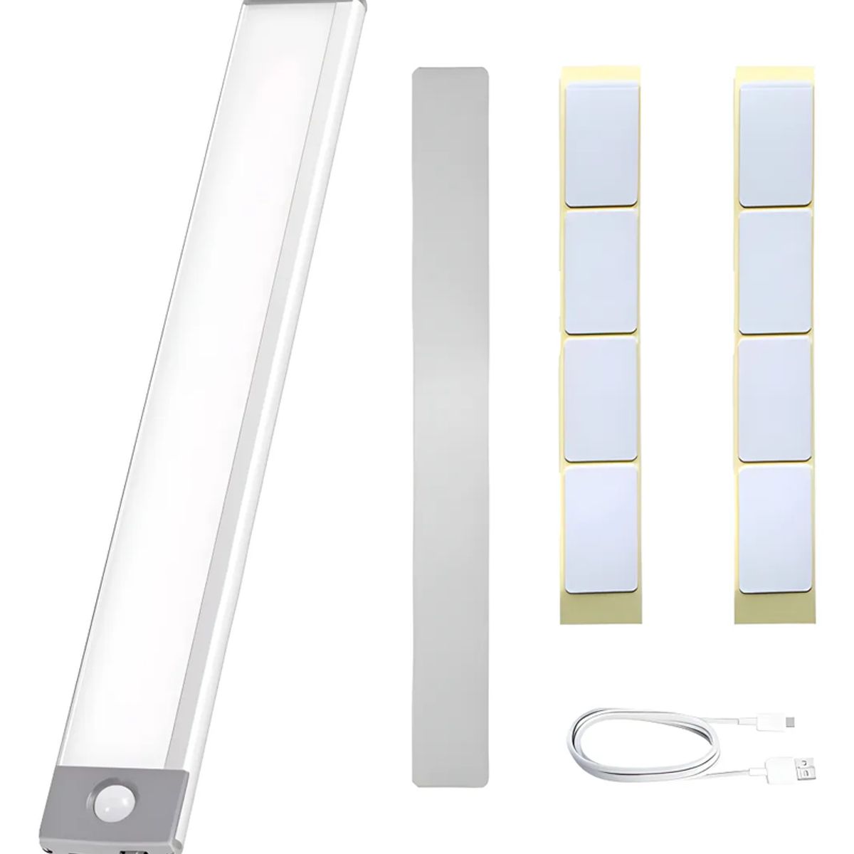 GENERICO - Barra De Luz Linterna Led 30cm + Sensor + Negro - Recargable Blanco Frio Blanco