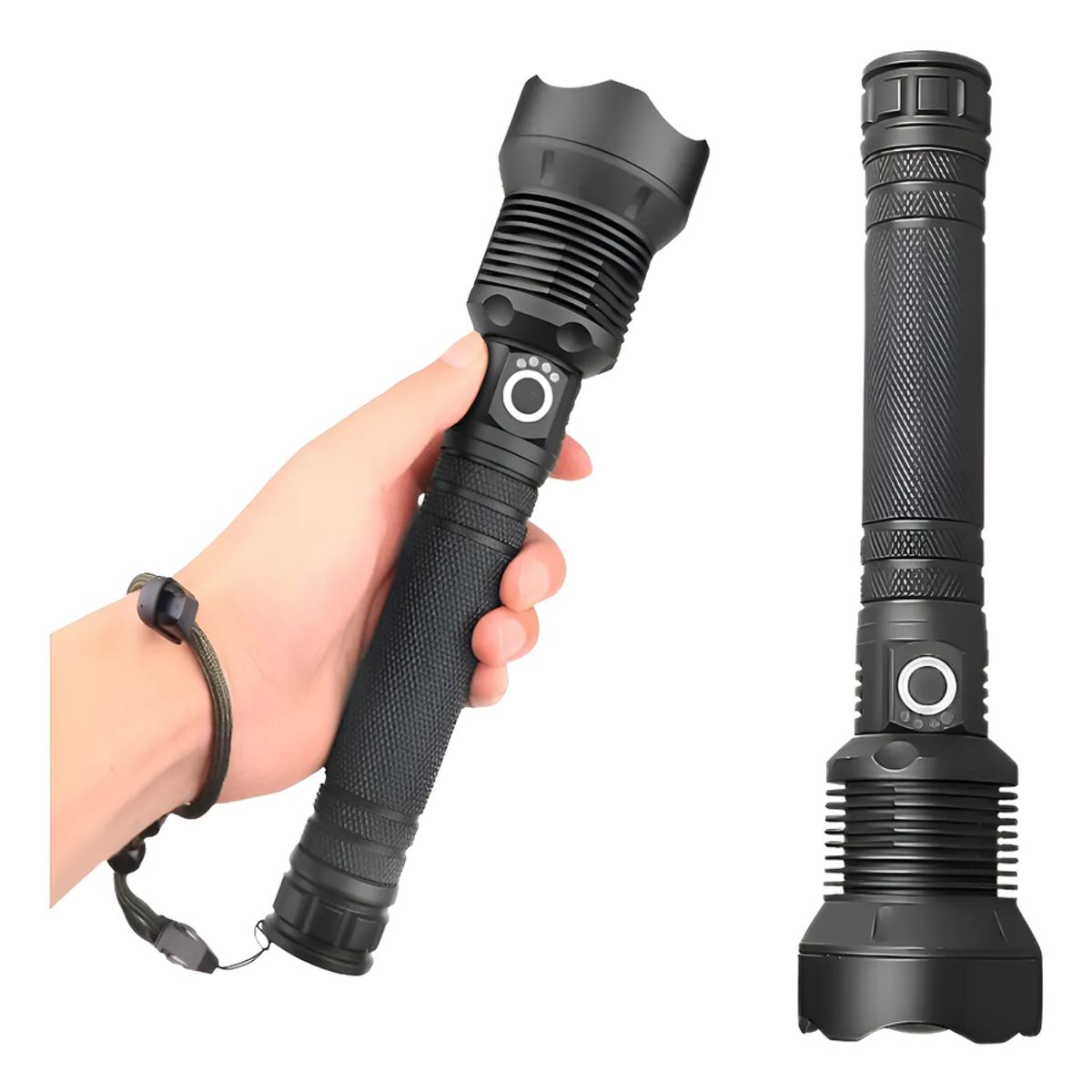 GENERICO - Potente Linterna Led P90 De Carga Usb Aleación De Aluminio Blanco