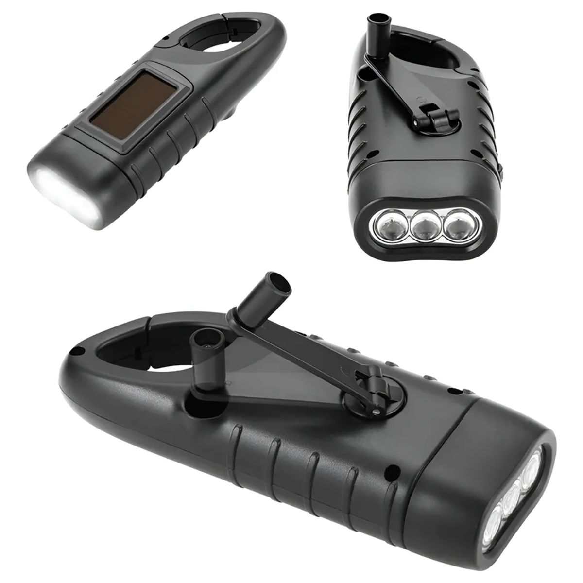 GENERICO - Linterna Recargable Con Dinamo Y Panel Solar Para Camping