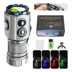 GENERICO - Mini Linterna Con Rbg Led Con Clip Magnético 2000lm