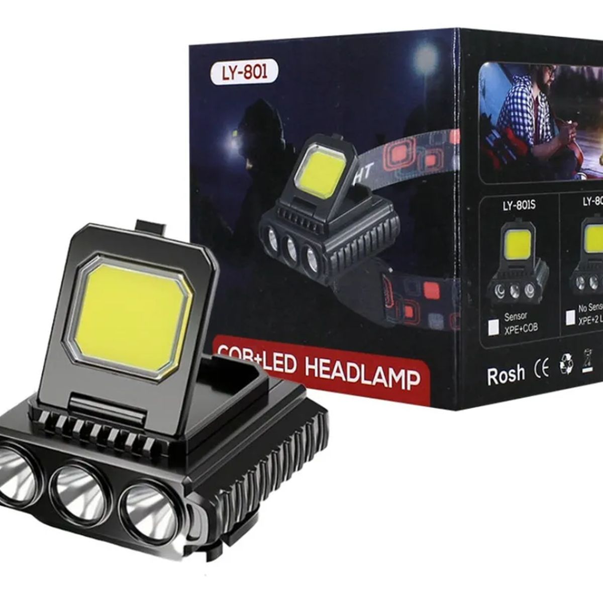 GENERICO - Linterna Minero Recargable Doble Led Usb Con Sensor Proximid