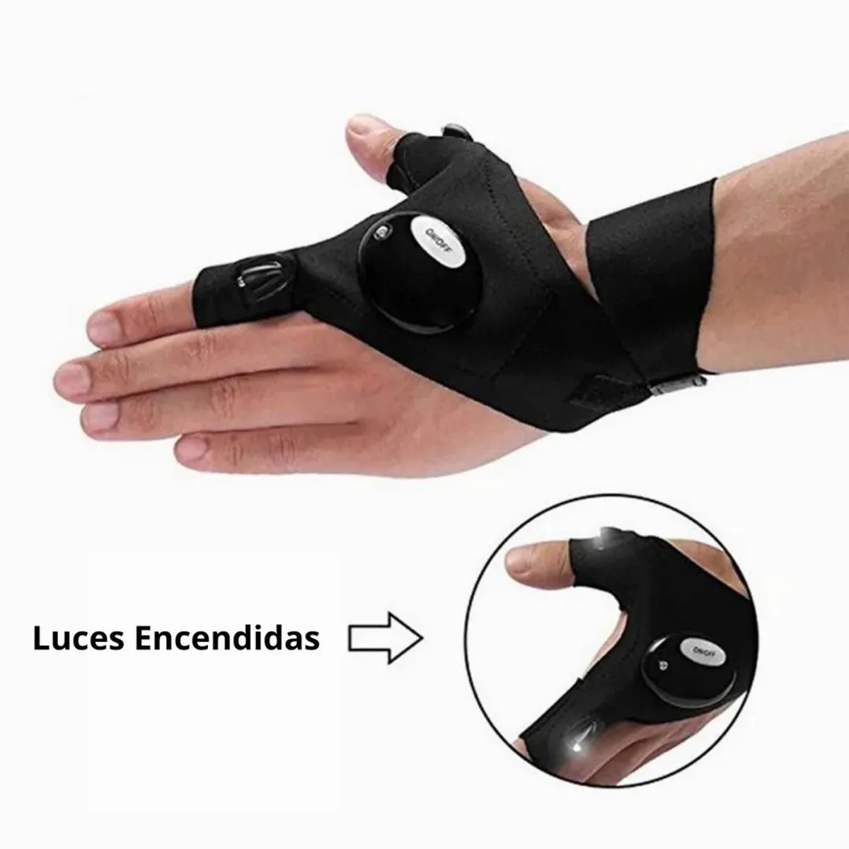 GENERICO - Guantes De Pesca Luminosos Con Linterna Led Ajustable 1 Pcs