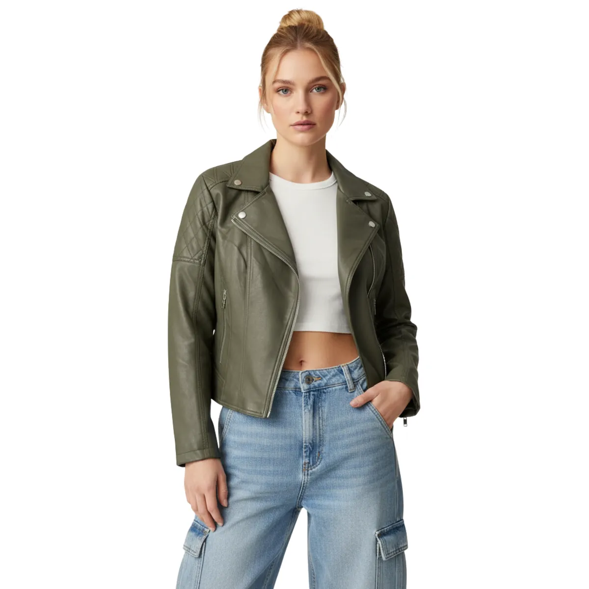 D'JOE - Chaqueta Ecocuero Aviadora Mujer Atenea