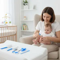 GENERICO - Set Azul Para Cuidado Higiene Bebé 6 En 1 Cepillo Cortauñas Lima