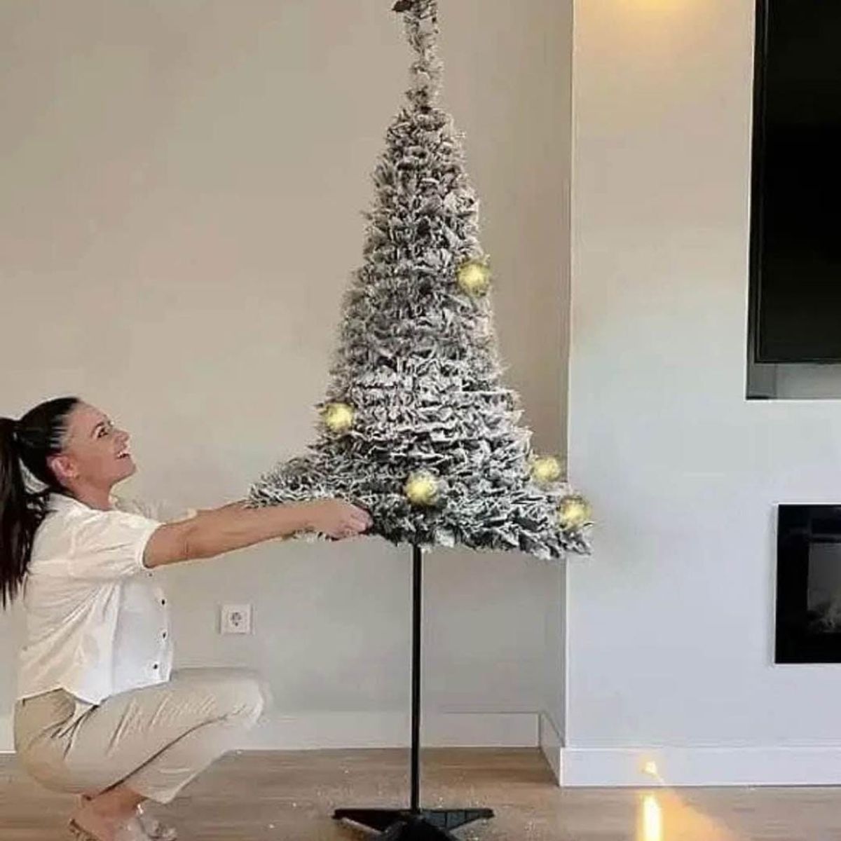 GENERICO - Arbol de Navidad Pascua Plegable Pino Nevado Artificial 150cm