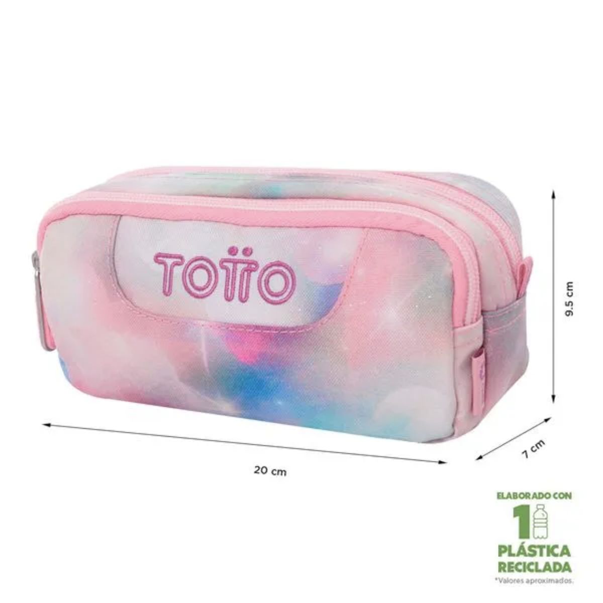 TOTTO - Estuche Escolar Rosado Glitter Multiuso Totto Organizador De Lapices
