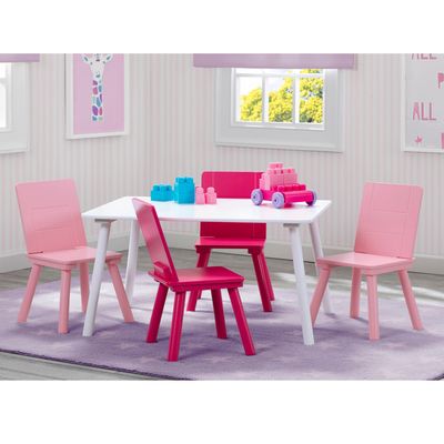 Imagen 2 del producto Juego de mesa y 4 sillas infantil blanco rosa y fuccia Delta Children-