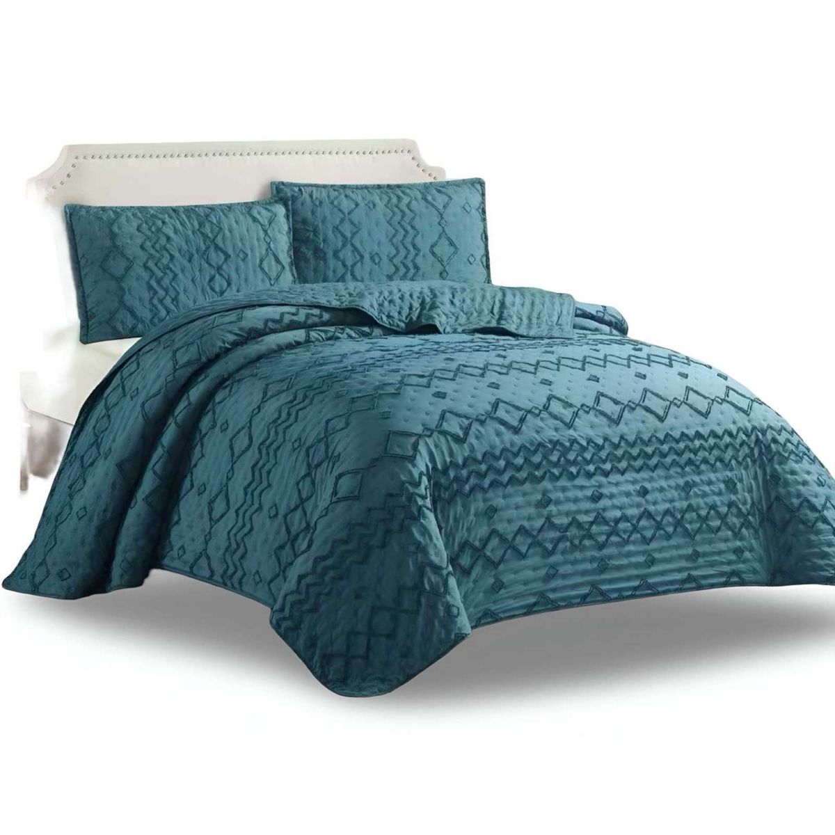 GENERICO - CUBRECAMA QUILT TUFTING DE LUJO SUAVE PLAZA Y MEDIA