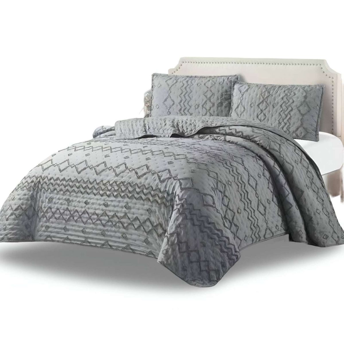 GENERICO - CUBRECAMA QUILT TUFTING DE LUJO SUAVE PLAZA Y MEDIA