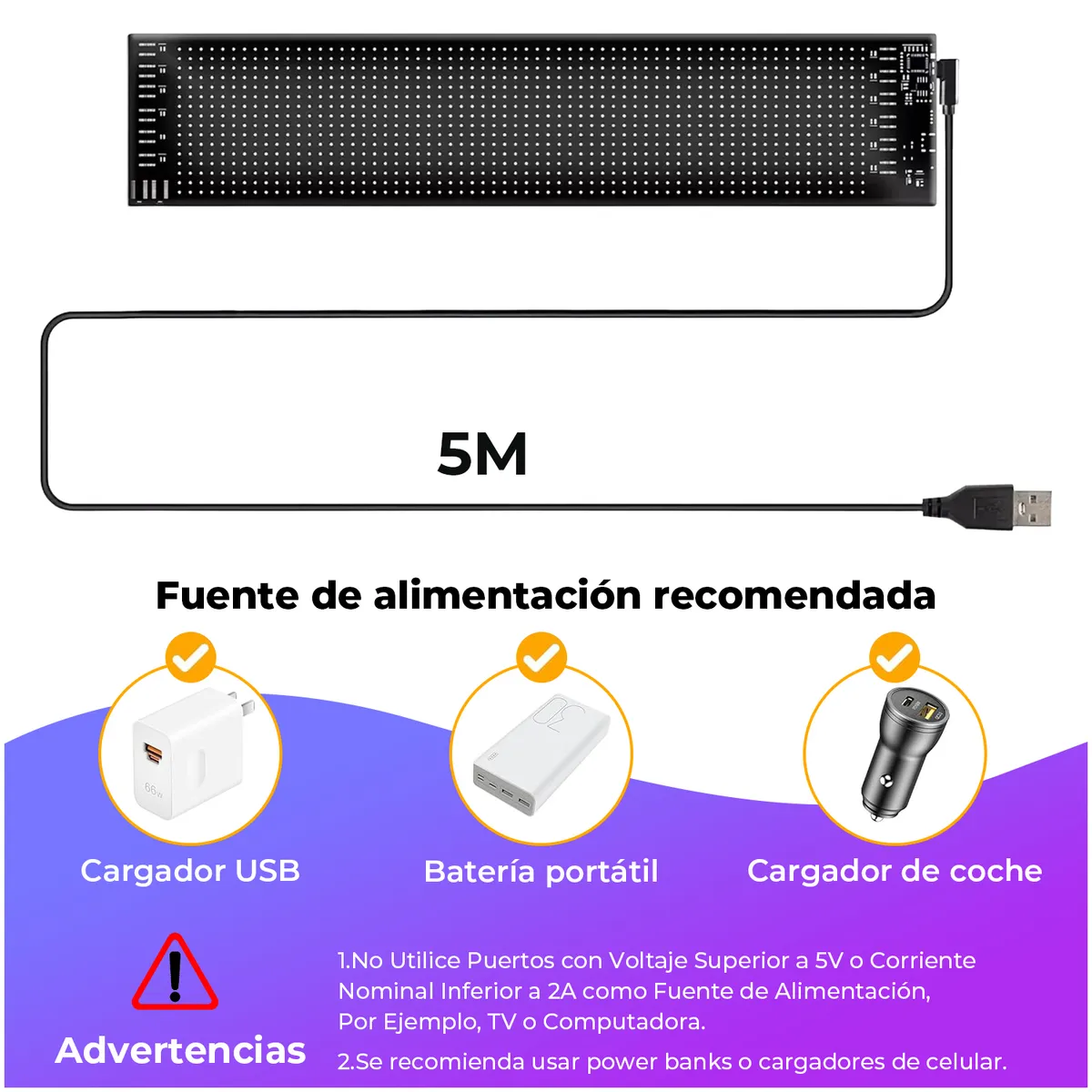 VIDITA - Pantalla LED Flexible Programable para Auto Devil Eye 60x12cm Type C