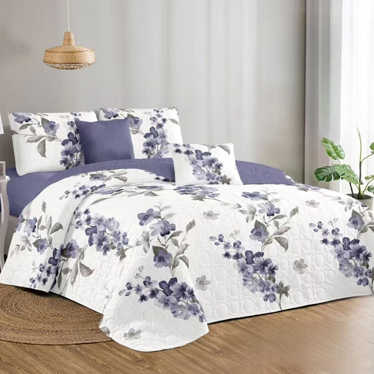 GENERICO - Quilt de Verano 2 plazas con Diseño Floral TFCC509