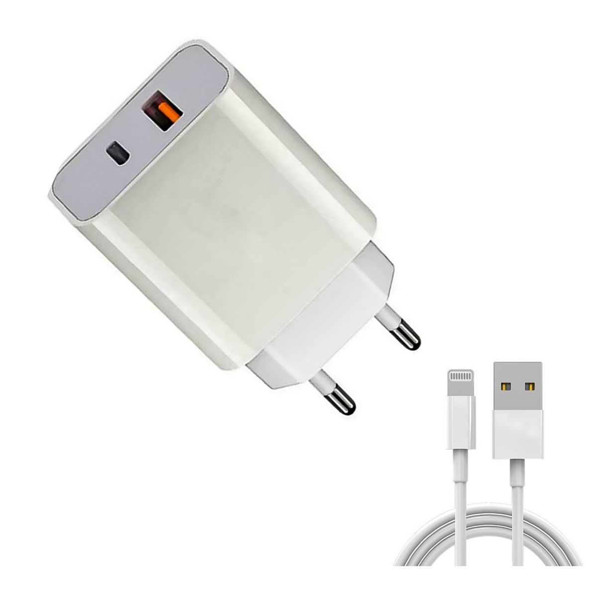 IRM - Cargador Para iPhone iPad Rapido 20w Tipo C + Usb Con Cable