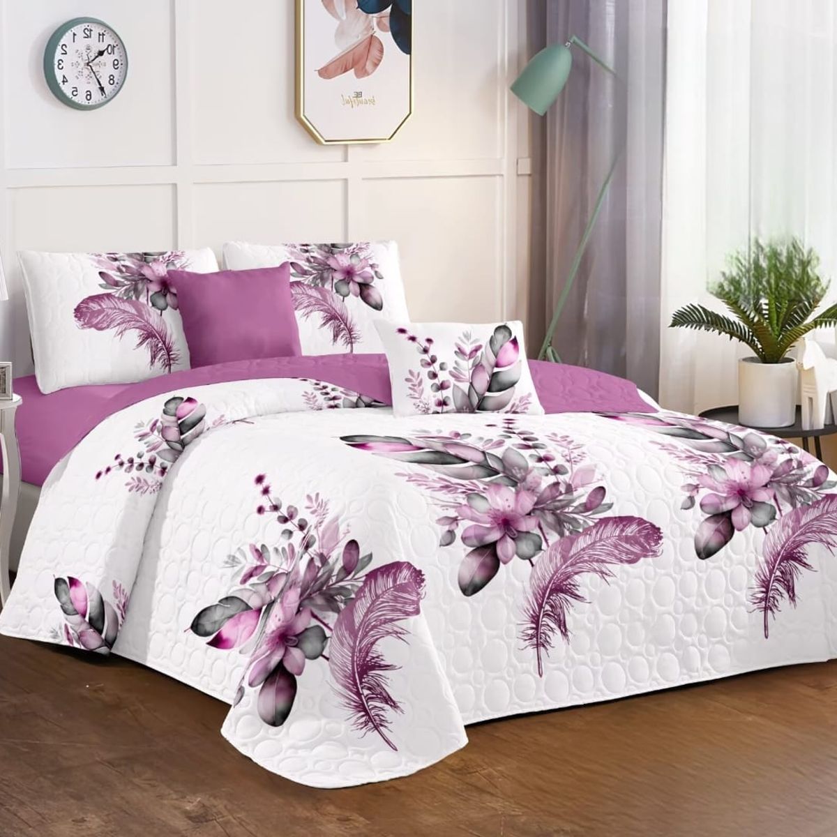 GENERICO - Quilt de Verano 2 plazas con Diseño Floral  TFCC622