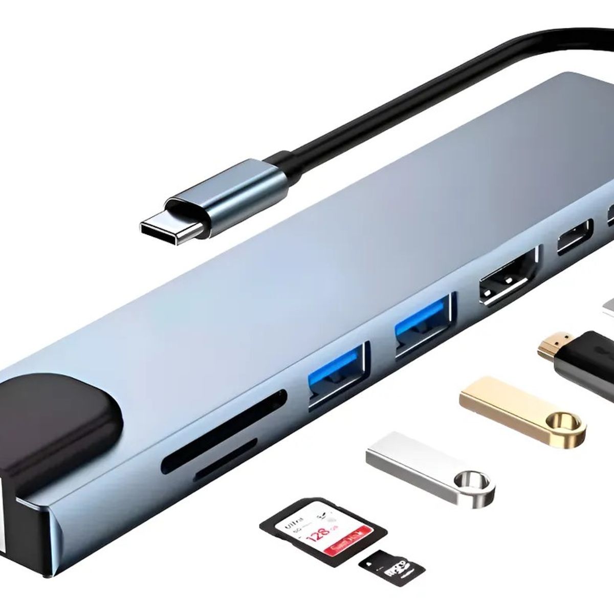 GENERICO - Hub Adaptador Tipo C 8 en 1
