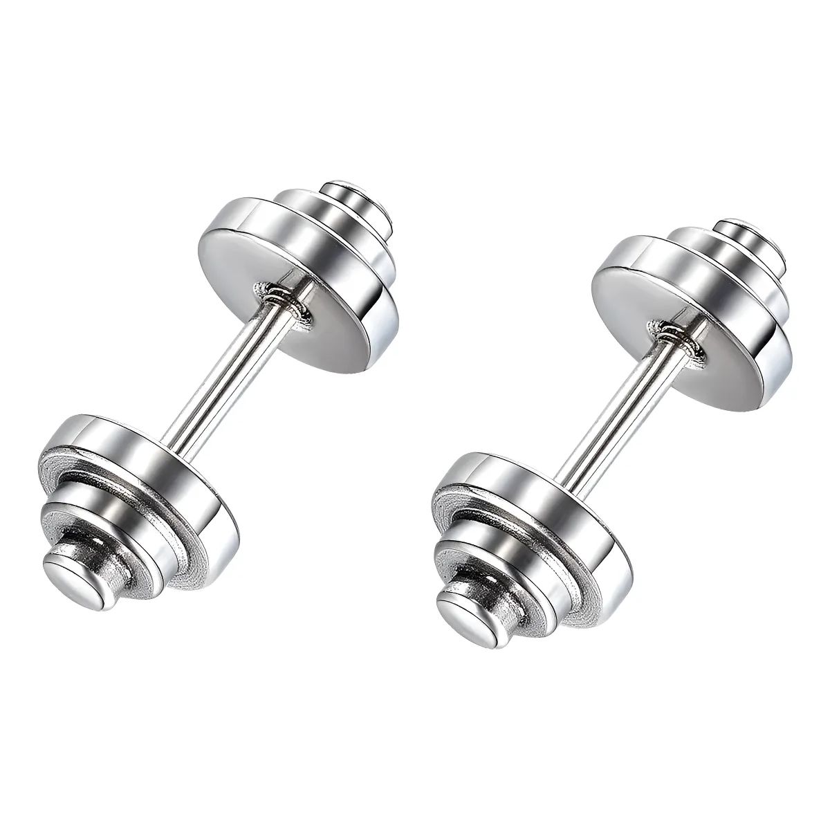 GENERICO - Aros Mancuernas Gym Silver Ring Hombre Mujer 8mm