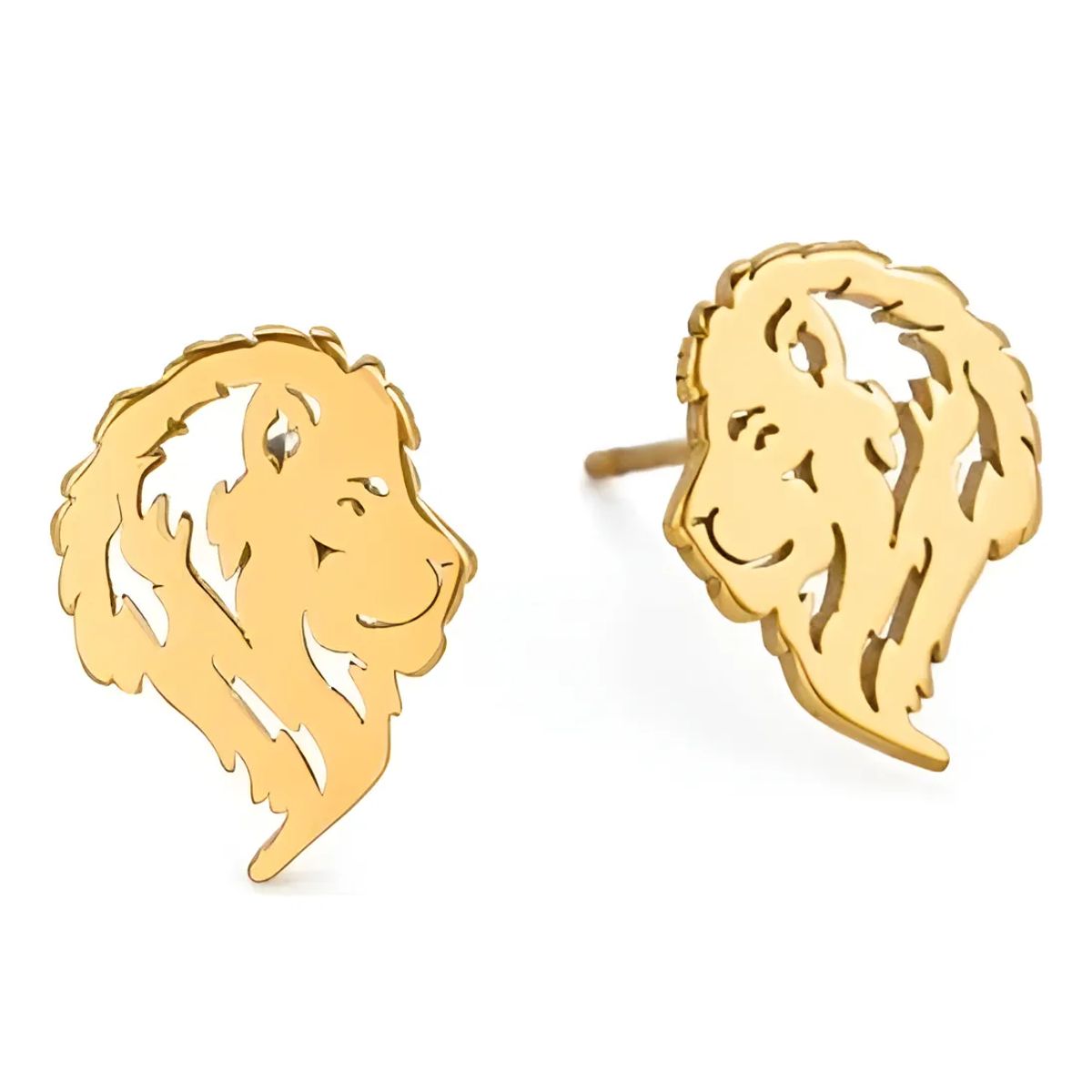 GENERICO - Aros Punk Leon Gold Ring Hombre Mujer Moda