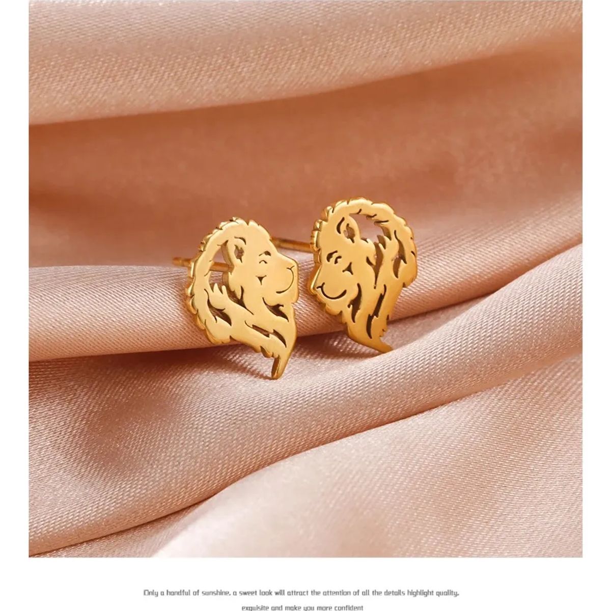 GENERICO - Aros Punk Leon Gold Ring Hombre Mujer Moda