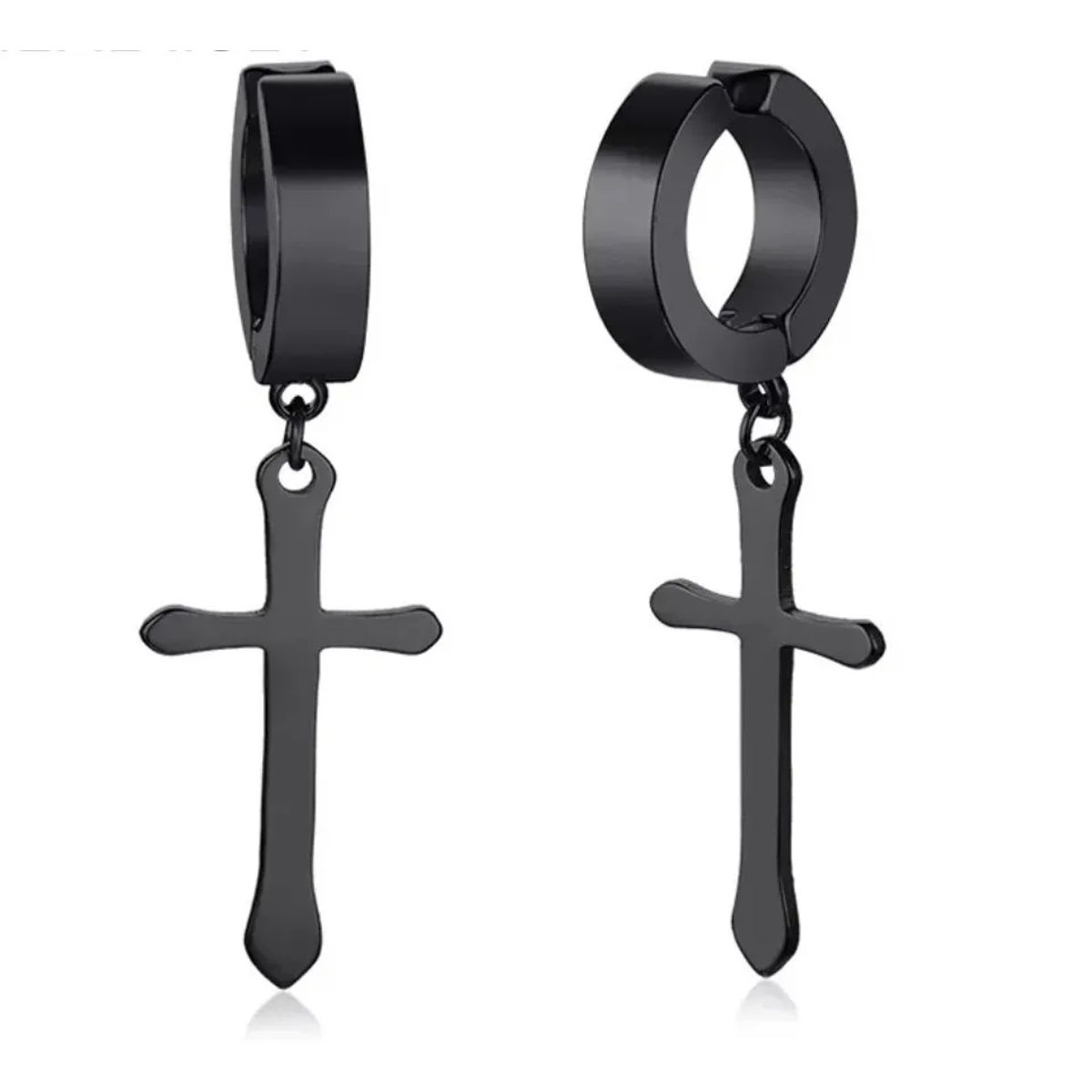 GENERICO - Aros Punk A Presion Cruz Black Mamba Hombre Mujer Moda