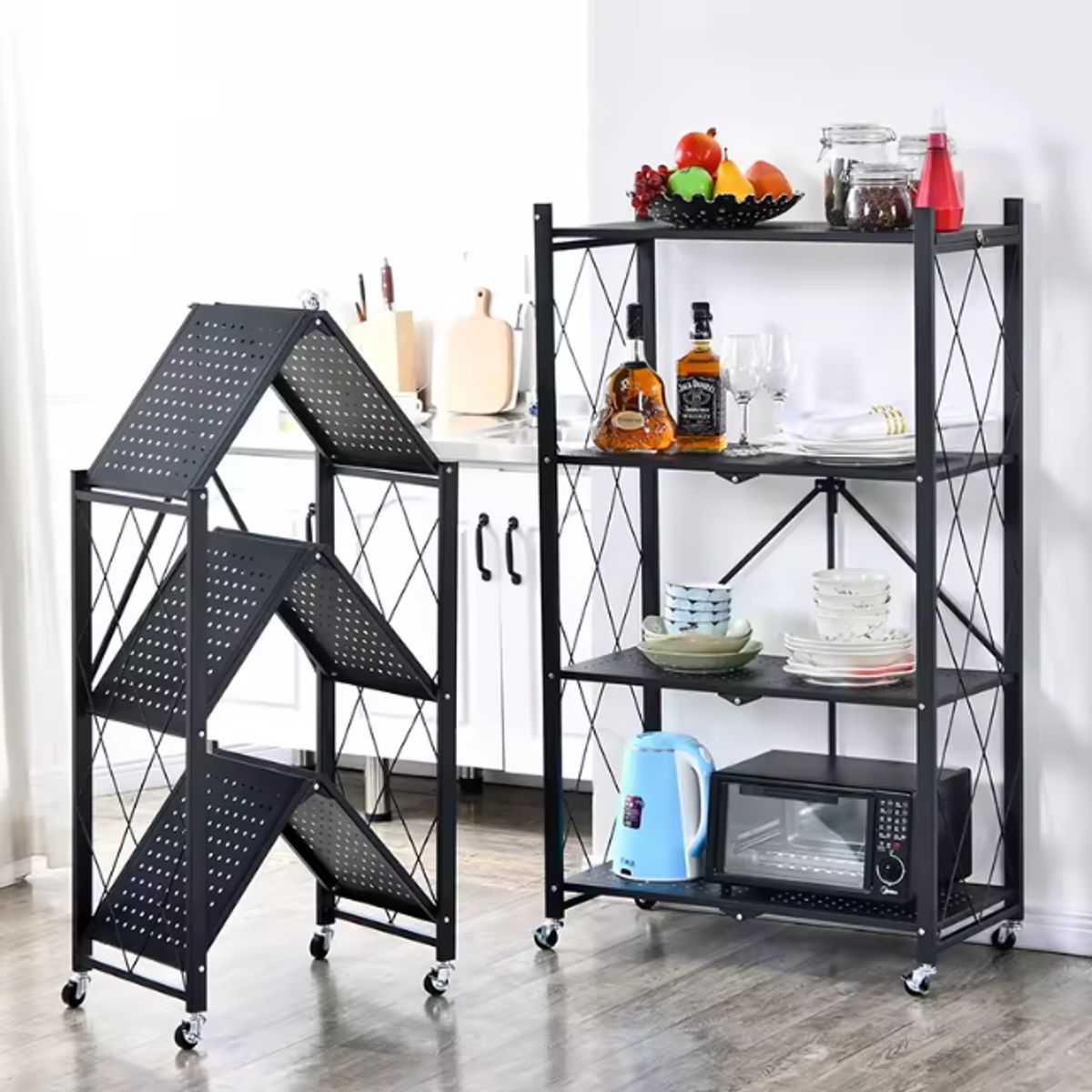 MASCO TODO - Estante Plegable Rack Metálico Organizador Multiuso 4 Niveles