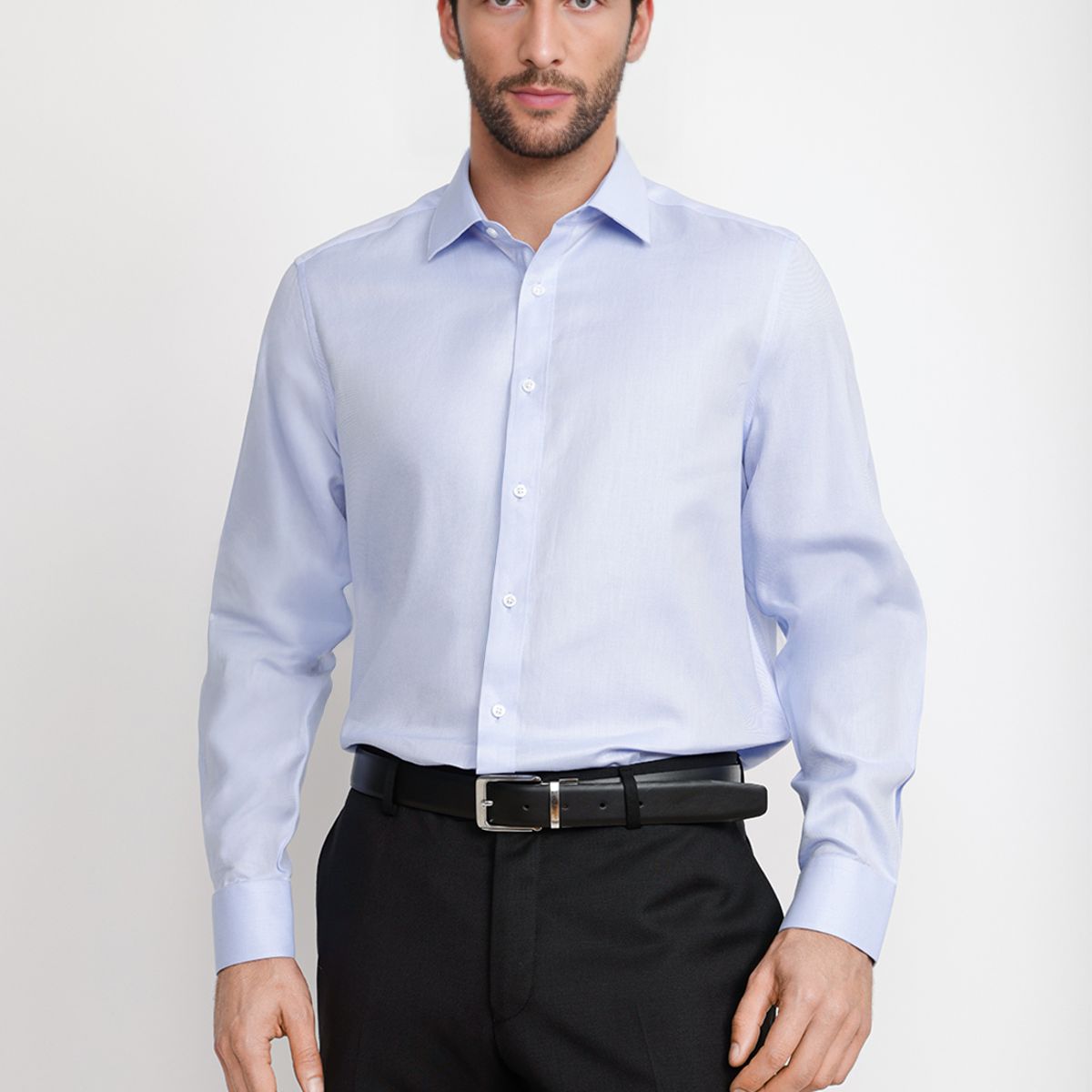 TRIAL - Camisa Hombre Formal Twill Classic Celeste
